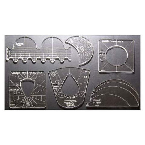 Sew Steady Six-Piece Longarm Quilting Template Sampler Set - Spiral, Arc, Clamshell, Simple Circle, Spinning Wheel #36, and Spin-E-FEX #4 for Long Arm Sewing Machines