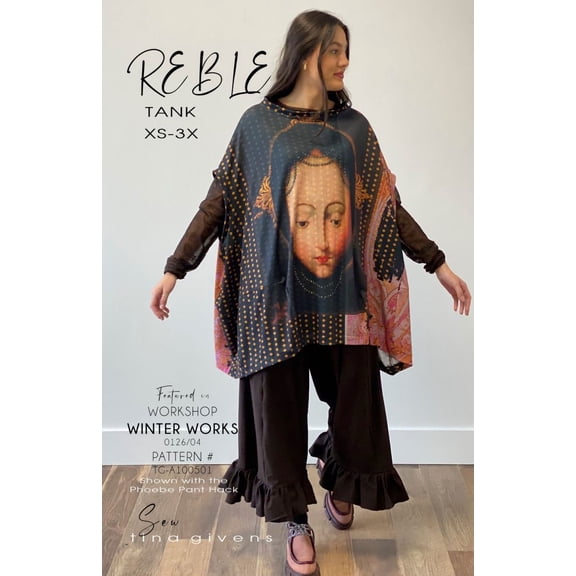 Sew Tina Givens Sewing Pattern Reble Tank Women S-3XL Tops, Ponchos