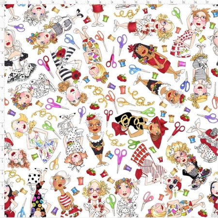 Sew Tossed White Fabric Yard