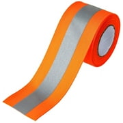 JUST IN TREND Sew on High Visibility Hi Vis Retro reflective fabric tape (2" x 5 yds, Orange/Silver)
