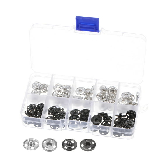 Sew on Snap Buttons 12mm Snap Fasteners for Sewing Black & White, 50 Sets