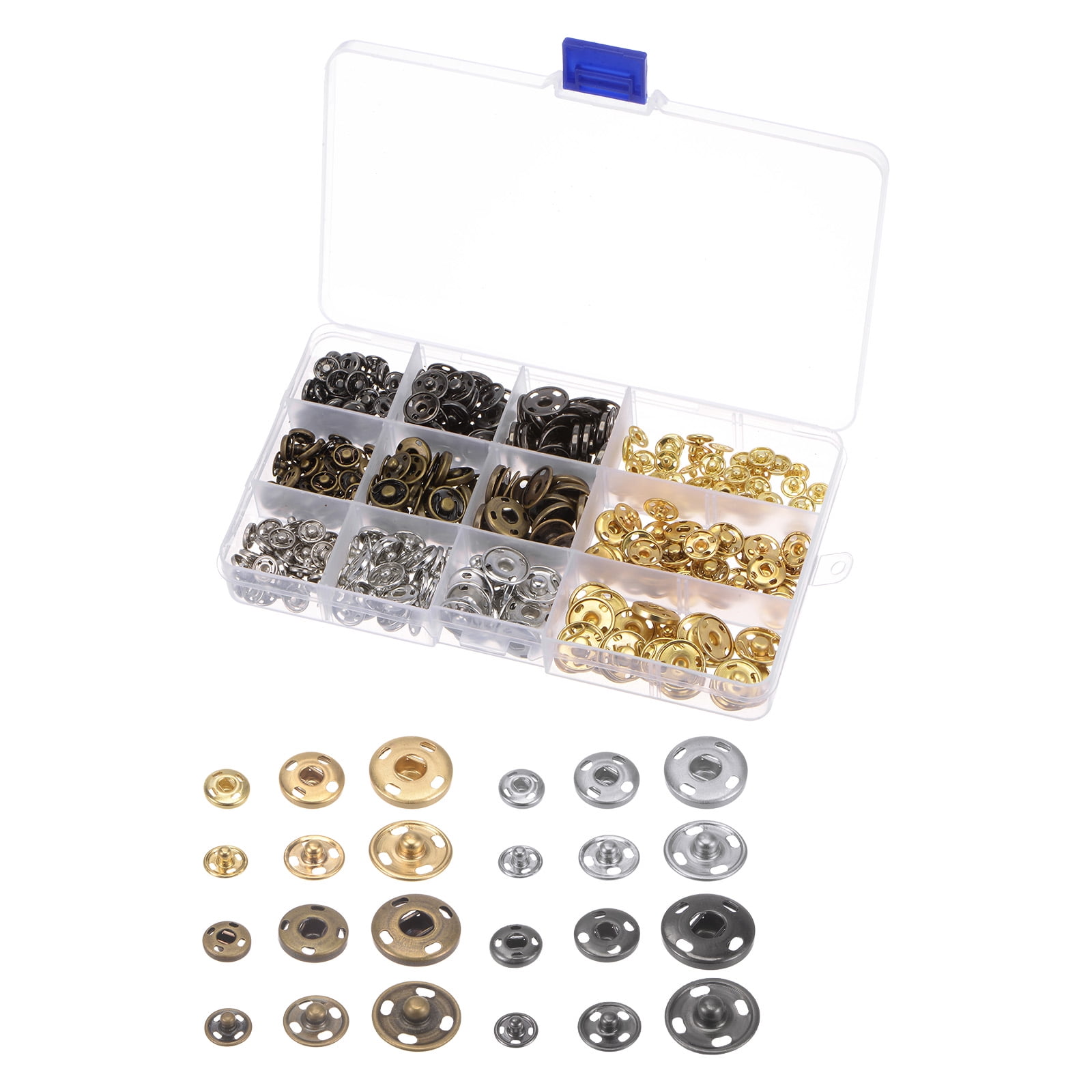 Sew on Snap Buttons 9mm 12mm 15mm Snap Fasteners for Sewing, 180 Sets ...