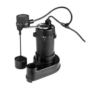 Sewage Pump 1/3 HP 3000 GPH - Cast Iron Effluent Pump with Float Switch, 1.5" NPT, 25ft Lift - Basement, Septic, Sump Pit
