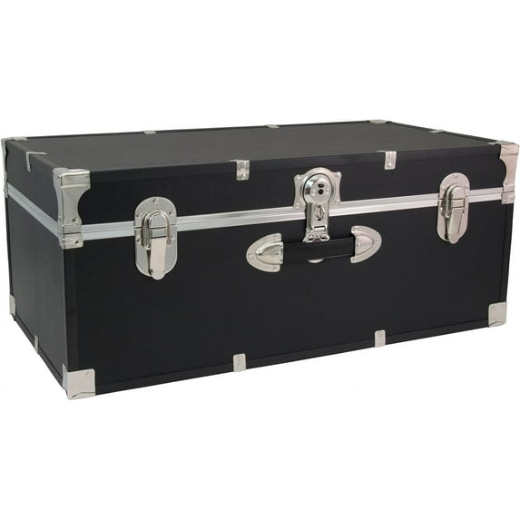 Seward Essential Trunk, 30-Inch Black Storage Trunk with Lock, Durable Hard Shell Organizer for Home, Office, Dorm