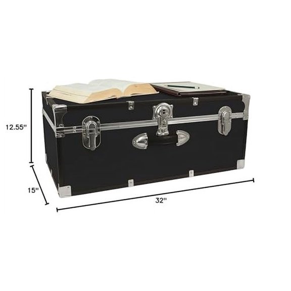 Seward Trunk College Dorm and Camp Storage Footlocker, Black, 30-Inch (SWD5120-10)