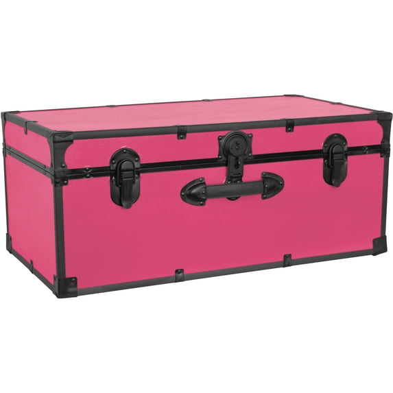 Seward Trunks 25 Gallon Wood, Plastic and Metal Trunk With Lock, Pink