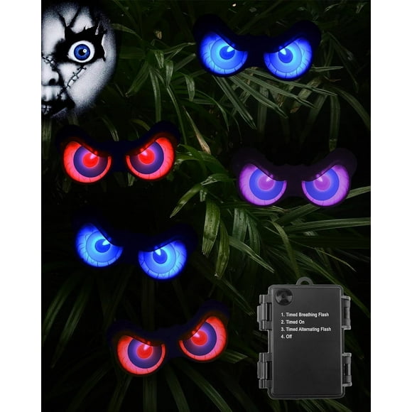 Sewawe Halloween Flashing Peeping Eyes, Spooky Animated LED Eyes, Halloween Decorations