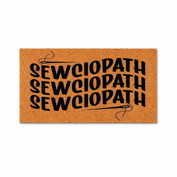 Sewciopath Doormat, Funny Sewing Themed Entryway Doormat, Indoor Outdoor Welcome Mat, Non Slip Door Mat (16x24 inches) WoodByStu 5887