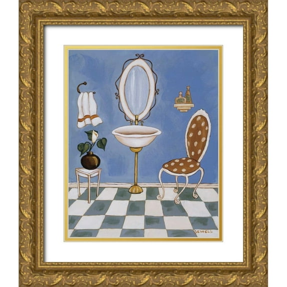 Sewell, Krista 12x14 Gold Ornate Wood Framed with Double Matting Museum Art Print Titled - Blue Mood I