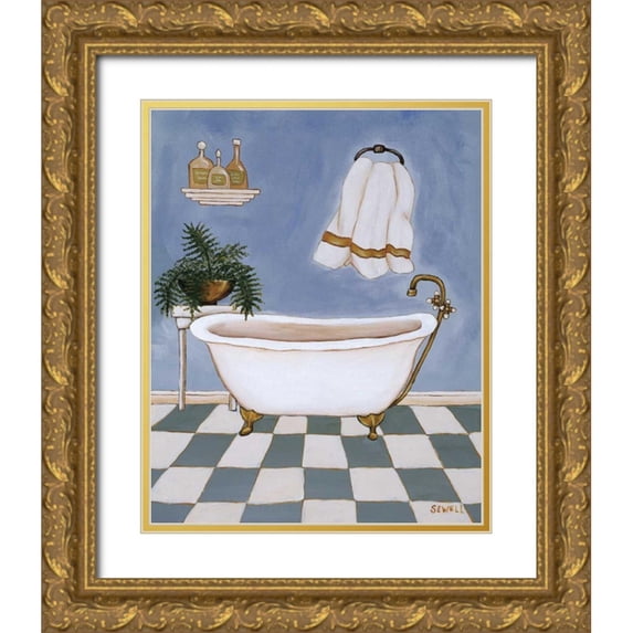 Sewell, Krista 26x32 Gold Ornate Wood Framed with Double Matting Museum Art Print Titled - Blue Mood II