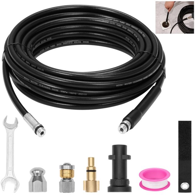 Sewer Blockage Hose Cleaning Kit, High Pressure Washer Sewer Jetter Kit