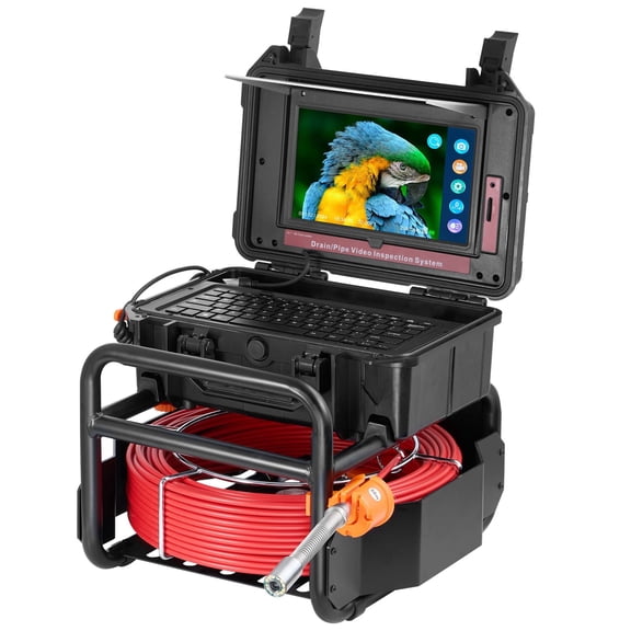 Professional 165 ft Sewer Drain Inspection Camera System with 10.1 Inch Touchscreen 512Hz Transmitter Self-Leveling HD Snake Camera for Pipe Plumbing Inspection Contractors Utility Use