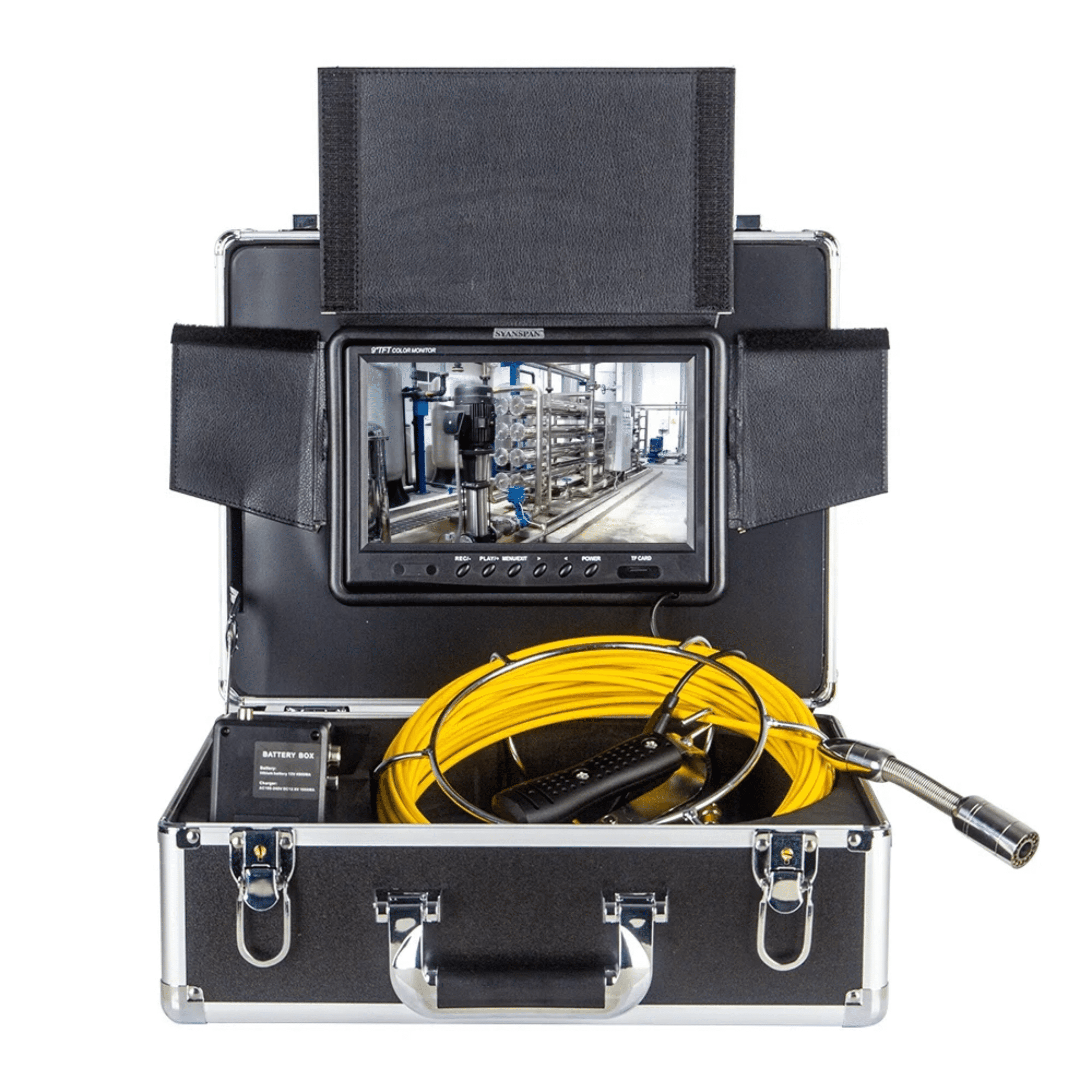 Sewer Camera 165FT, SYANSPAN Drain Sewer Industrial Endoscope Video Plumbing System with 9 Inch LCD Monitor 1000TVL DVR Recorder Snake Cam with 12pcs Adjustable Light (Include 8GB SD Card)