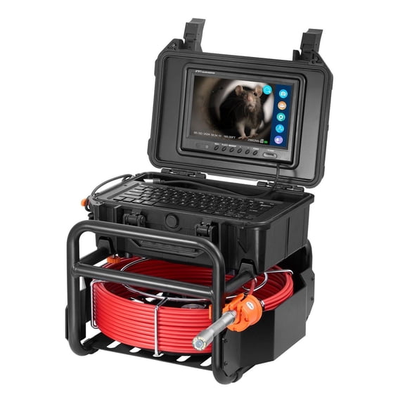 Sewer Camera 165ft/50m with 512Hz Transmitter - Self-Leveling Drain Camera Inspection with 9 Inch HD Screen, 12 LED Lights, 32GB SD Card for Plumbing, Drain, Sewer & Pipe Inspection