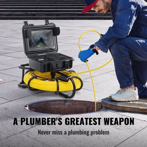 Sewer Camera 300 ft Pipeline Inspection Camera, 9 in 720p Screen with DVR, IP68 Waterproof 12 LED Pipe Camera, 16GB SD Card, Reel Cable for Sewer Line, Drain, Duct and Plumbing Inspection