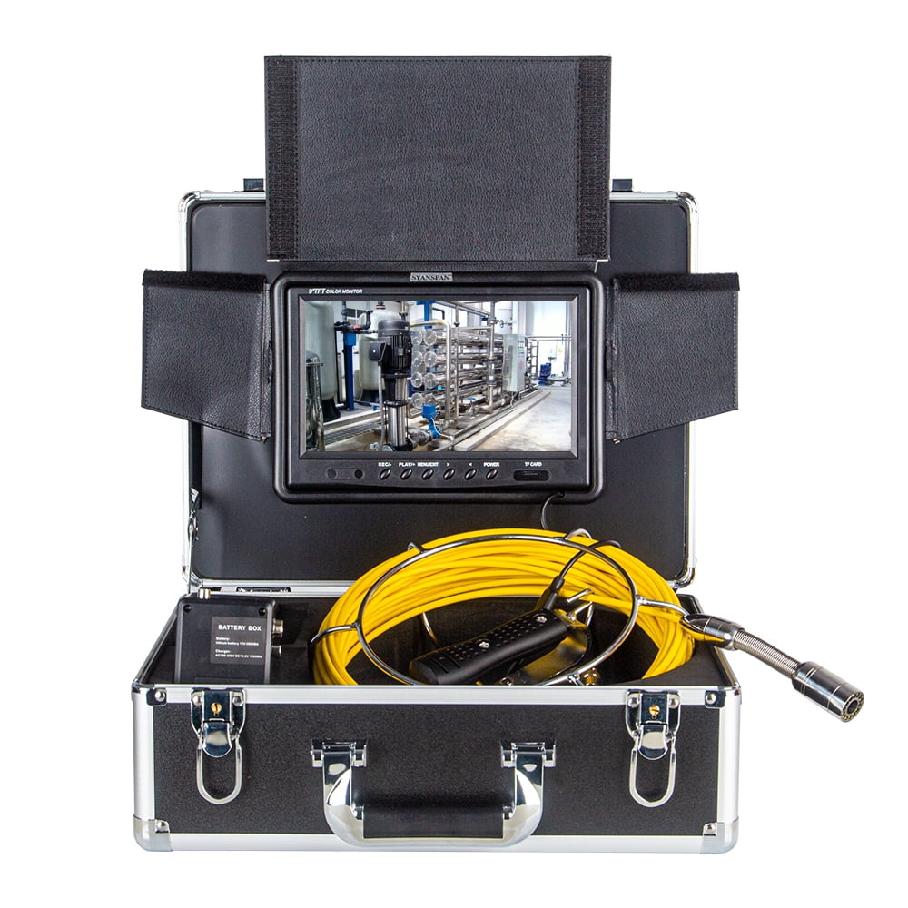 Sewer Camera 65FT, SYANSPAN Drain Sewer Industrial Endoscope Video Plumbing System with 9 Inch LCD Monitor 1000TVL DVR Recorder Snake Cam with 12pcs Adjustable Light (Include 8GB SD Card)