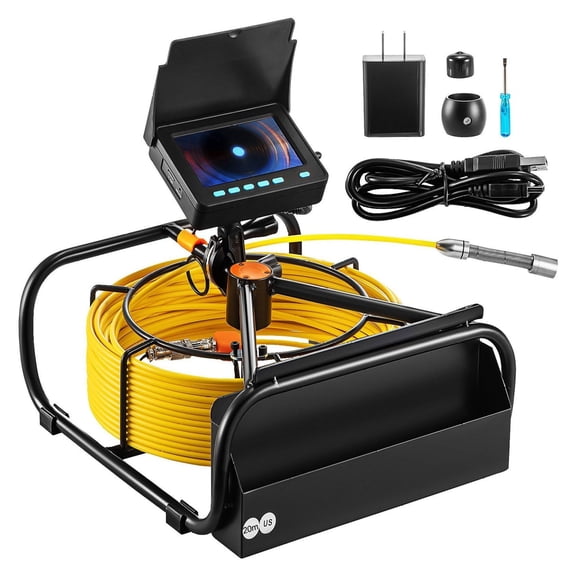 Sewer Camera 66ft/20M, 4.3" Pipe Inspection Camera with DVR & 16GB SD Card, Waterproof IP68 Borescope w/LED Lights for Plumbing, Drain, Duct, Industrial Use