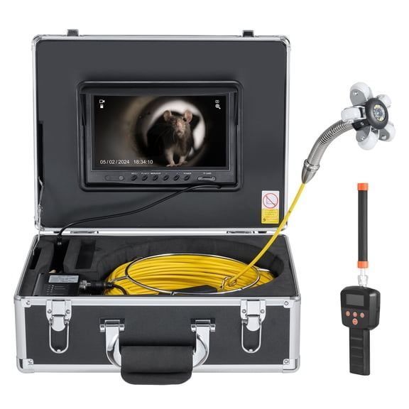98 ft Sewer Camera with 512Hz Locator, 9" 1080P Drain Inspection Camera with Self-Leveling 12 LED Lens, 36X Zoom, 32GB Card, IP68 Waterproof Snake Camera for Plumbing, Duct and Pipe