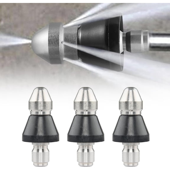 Sewer Cleaning Nozzle High Pressure, QQZ /4 Inch Sewer Jetter Nozzle Kit with Reverse Airflow, Stainless Steel Pipe Unclog Tool for Residential Commercial Drain Lines
