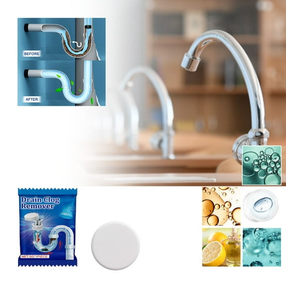 Sewer Drain Cleaning Tablets, Pipe Unblocker and Deodorizer, Effervescent Dissolver, for Sink Bathtub and Shower Clogs, 100g Pack