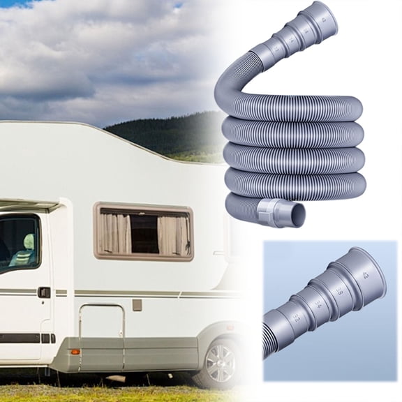Sewer Hose Kit for RV Flexible Waste Drain Pipe Trailer Accessories 2m Lightweight Storage Solution for General Vehicles, 200 cm, Grey