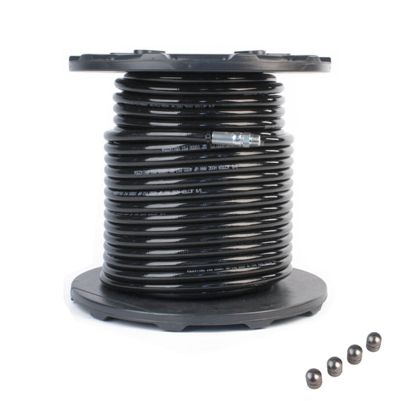 Sewer Jetter Hose & 4 Nozzles 3/8in.x 250ft. 4000 PSI & 9.0 Button Nose Thruster Flusher Monster & Degreaser Nozzles