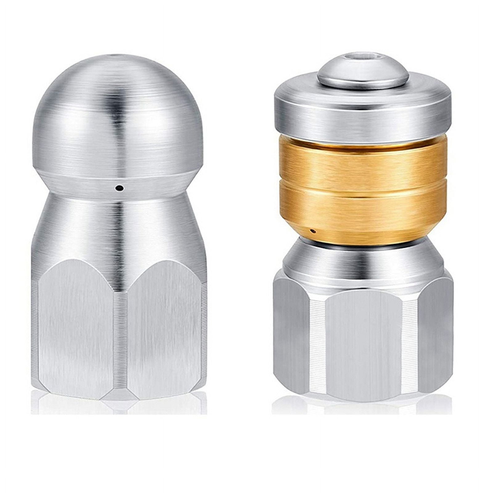 Sewer Jetter Hose Nozzle,High Pressure Washer Hose Nozzle,1 Button Nose Nozzle & 1 Rotating