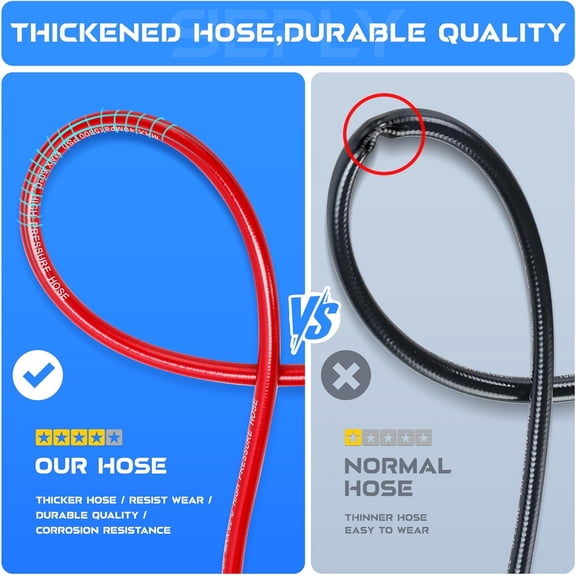 Sewer Jetter Kit for Pressure Washer, 100FT 5800 PSI Drain Cleaner Hose with 1/4" NPT Corner, Rotating and Button Hose Sewer Jetting Nozzle, Waterproof Tape,  Corsage Pin, Spanner, Glove