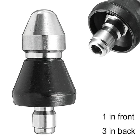 Sewer Jetter Nozzle for Pressure Washer - 1/4 Quick Connect Stainless Steel Drain Cleaning Tool - 5000 PSI High Pressure Pipe Unclogger and Hydro Jet Nozzle with 1 Front 6 Rear Jets