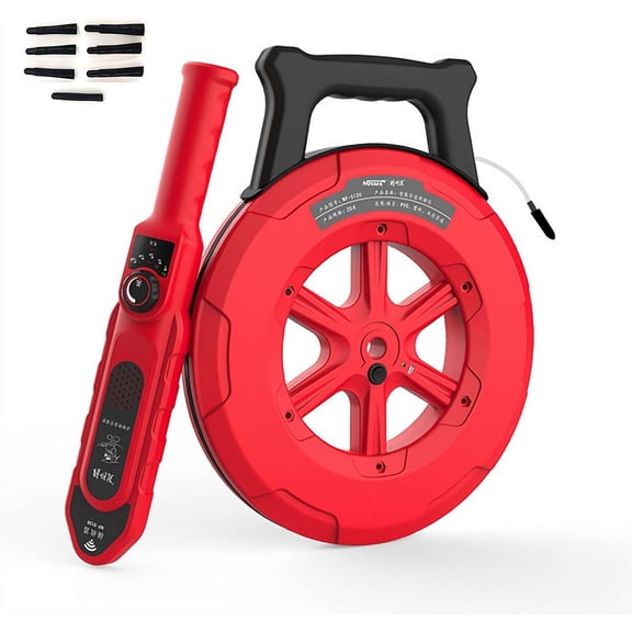 Sewer Pipe Blockage Locator Tool 20m Underground Pipe Wall Scanner with 8 Replacement Probes, High-Sensitivity Receiver, Complete Kit for Plumbers (1Set,Red,C)