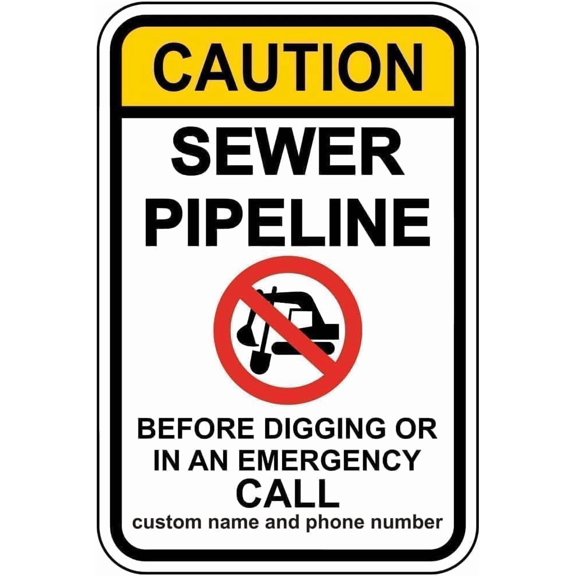 Sewer Pipeline Call Before Digging Rustproof Aluminum Sign, Construction Utility Work Zone Safety Plaque, Excavation Warning Sign, 8x12 Inch For Home Wall Art Decor Metal Tin Sign