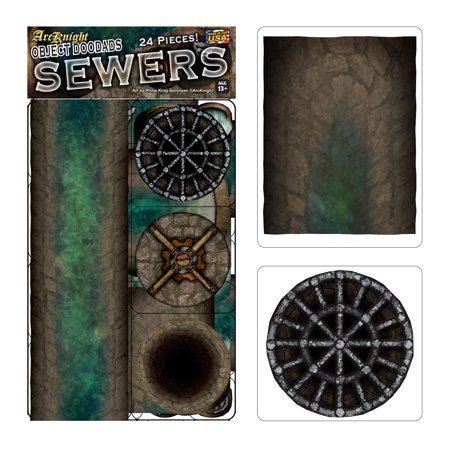 Sewers - 24pc Double-Sided Sewer & Terrain Pieces for Starters & Masters Alike - Roleplaying Objects for Dungeons & Dragons - Immersive Map Accessories for DnD 5E, Pathfinder & Warhammer RPGs
