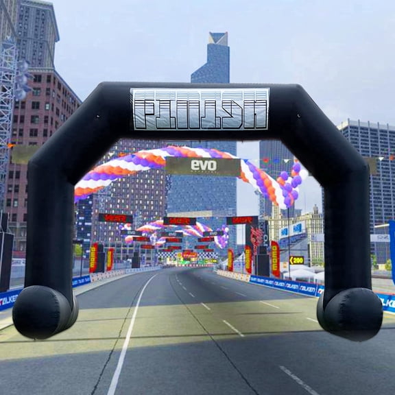Sewinfla 20FT Black Inflatable Arch Start & Finish Line Archway with Blower Hexagon Inflatable Arch for 5K Races Marathons Sports Events Advertising