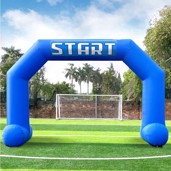 Sewinfla 20FT Blue Inflatable Arch Start Line &Finish Line Inflatable Arch with Powerful Blower Outdoor Hexagon Inflatable Archway for 5K Race Marathon School Sports Advertising & Commerce Event