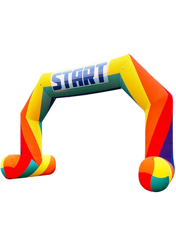 20FT Colorful Inflatable Arch Start Finish Line Hexagon Archway with Blower for 5K Race Marathon School Sports Event