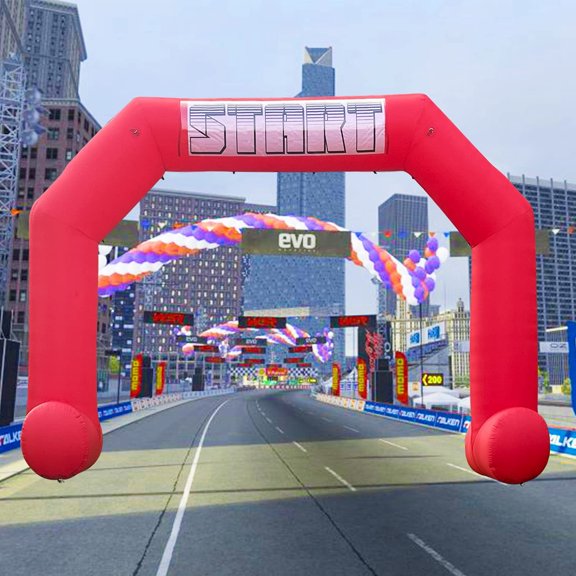 Sewinfla 20FT Red Inflatable Arch Start Line &Finish Line Inflatable Arch with Powerful Blower Outdoor Hexagon Inflatable Archway for 5K Race Marathon School Sports Advertising & Commerce Event