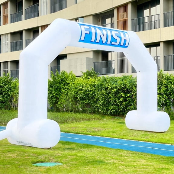 Sewinfla 20FT White Inflatable Arch Start Line &Finish Line Inflatable Arch with Powerful Blower Outdoor Hexagon Inflatable Archway for 5K Race Marathon School Sports Advertising & Commerce Event