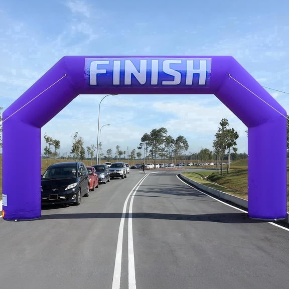 Sewinfla 20FT Inflatable Start Finish Line Arch with Blower Outdoor Archway for 5K Race Marathon Party Event School Sports Advertising Purple
