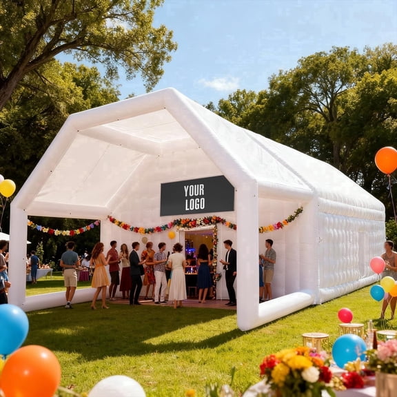 Sewinfla 39FT White Inflatable Nightclub Tent with Gazebo Logo Area for Weddings Birthdays Raves Dance Parties & Business Events