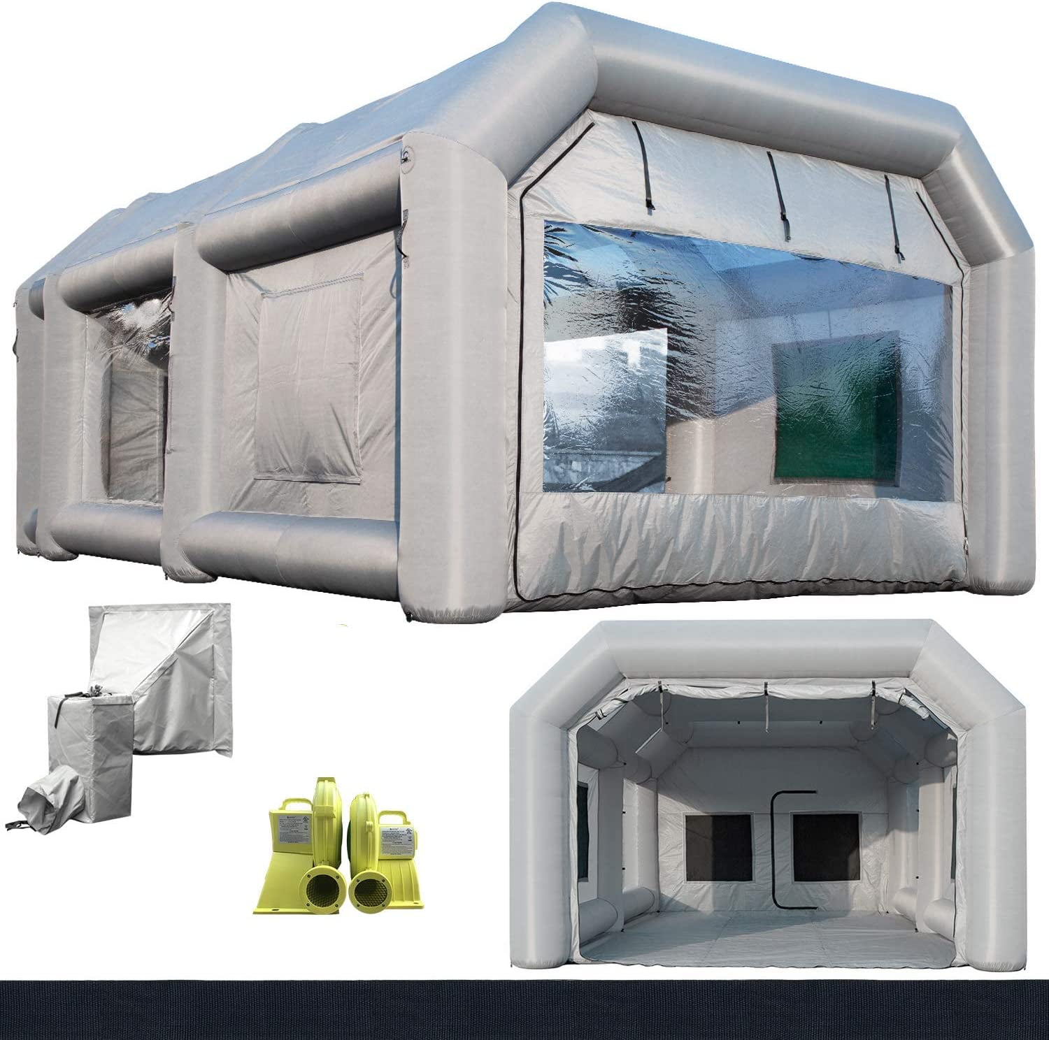 Sewinfla Indoor Inflatable Paint Booth with Air Draft Device 23x13x8.5Ft with Blowers