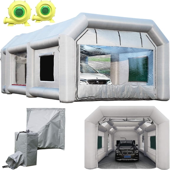 Sewinfla Indoor Inflatable Paint Booth with Air Draft Device 28x15x11Ft with Blowers