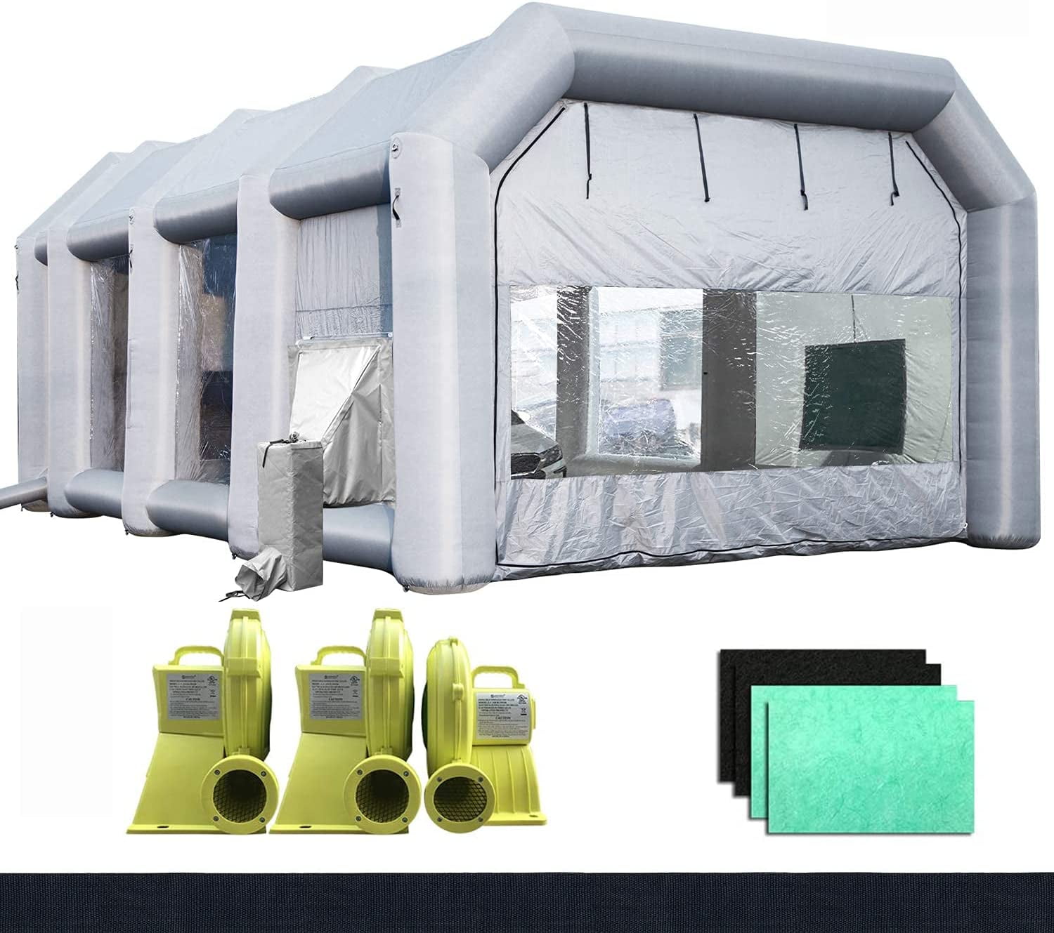Sewinfla Indoor Inflatable Paint Booth with Air Draft Device 30x20x13Ft with Blowers