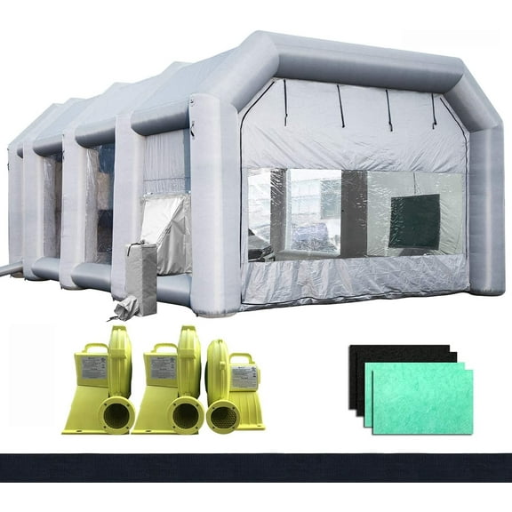 Sewinfla Indoor Inflatable Paint Booth with Air Draft Device 30x20x13Ft with Blowers