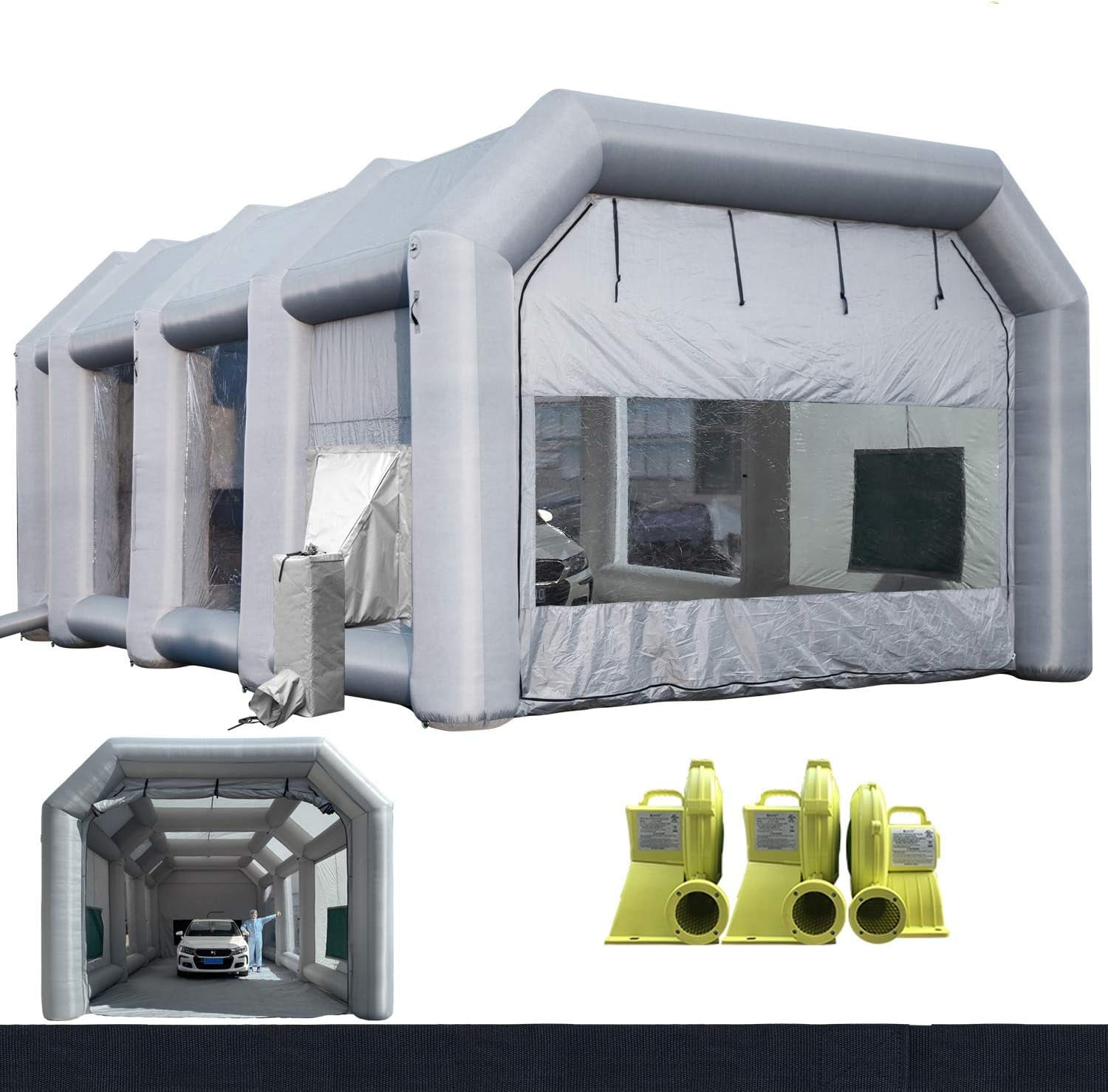 Sewinfla Indoor Inflatable Paint Booth with Air Draft Device 33x16.5x11.5Ft with Blowers