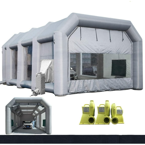 Sewinfla Indoor Inflatable Paint Booth with Air Draft Device 33x16.5x11.5Ft with Blowers