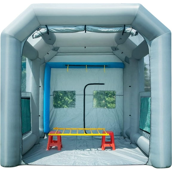 Sewinfla Inflatable Paint Booth 12.5x11.2x11.2Ft with Blowers with Air Filter System Gray