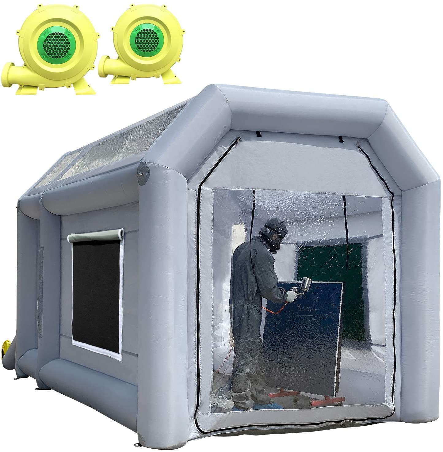 Sewinfla Inflatable Paint Booth 13x8.2x8.2Ft with Blowers Professional Inflatable Spray Booth