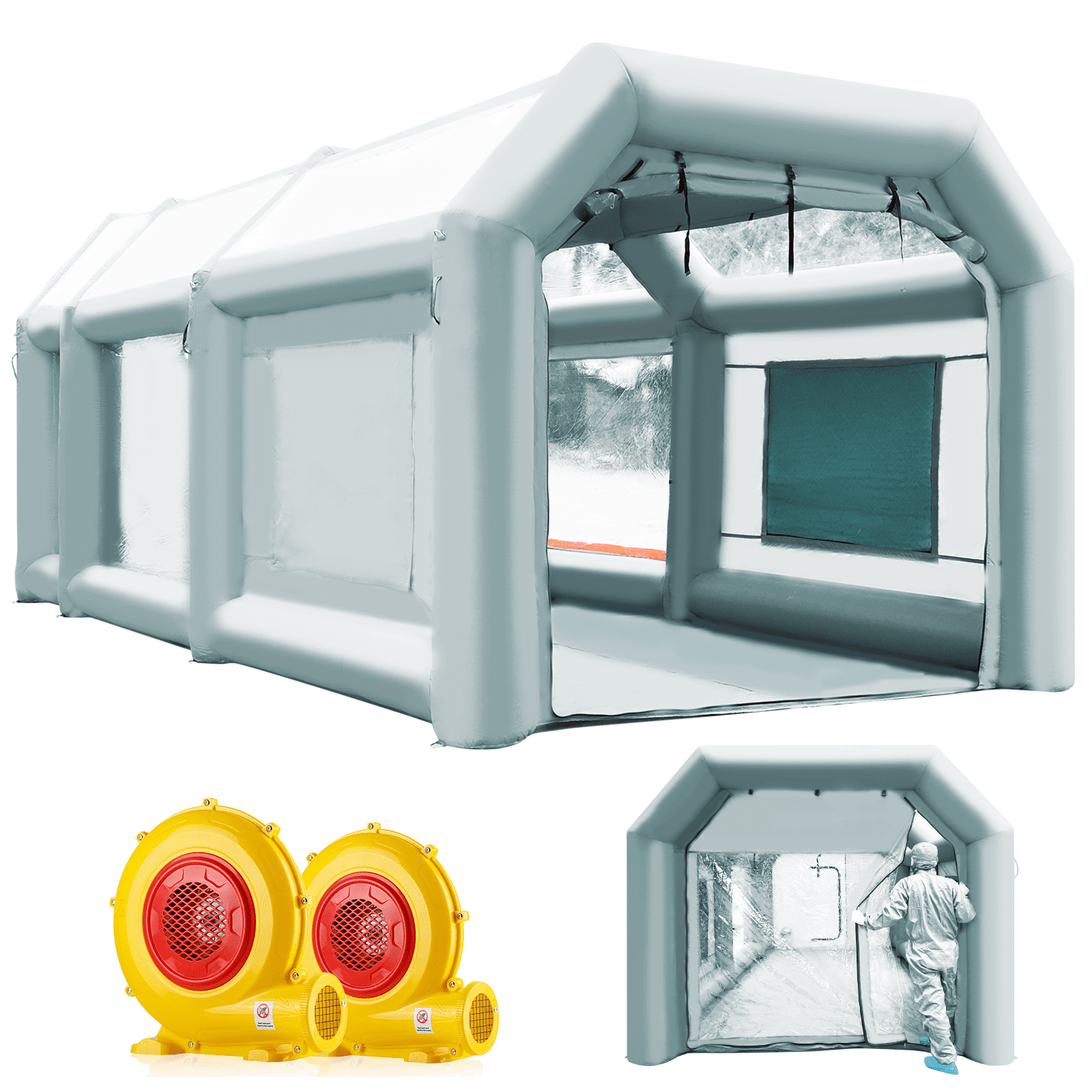 Sewinfla Inflatable Paint Booth 20x10x9Ft with Blowers Professional Inflatable Spray Booth Portable Car Painting Booth Tent for Car Garage Upgrade More Durable with Air Filter System