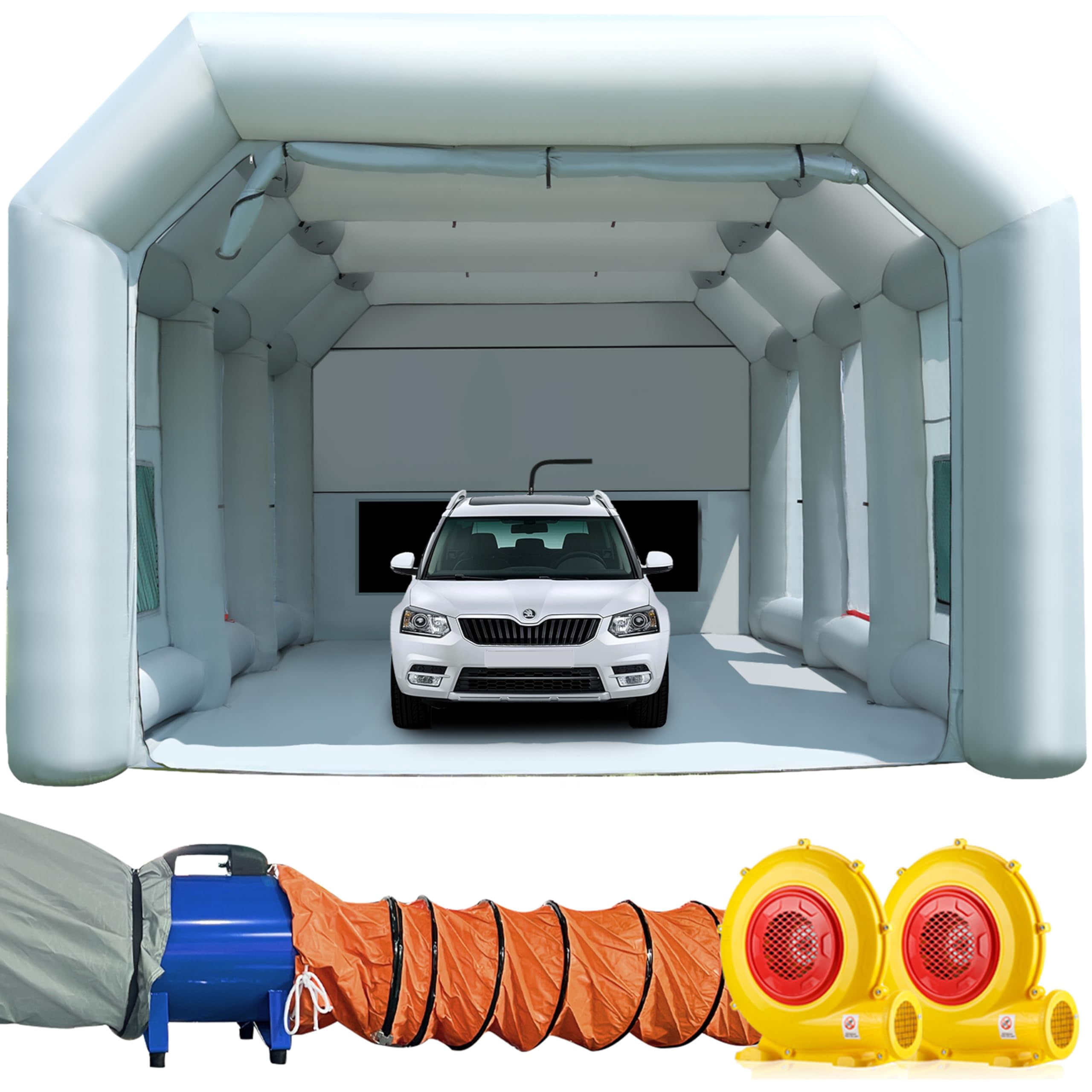 Sewinfla Inflatable Paint Booth with Mini Air Extractor Device, 30x20x13Ft Portable Spray Paint Booth with High Efficient Ventilation System for Cars (8.5x4.5x3.35m)