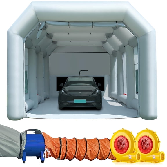 Sewinfla Inflatable Paint Booth with Mini Air Extractor Device, 39x16.5x13Ft Portable Spray Paint Booth with High Efficient Ventilation System for Cars (12x5x4m)